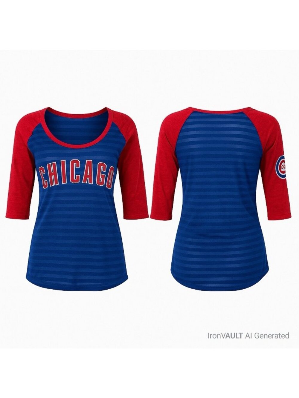 Chicago Cubs Women’s Sheer Striped 3/4 Sleeve Shirt XS MLB Campus Lifestyle